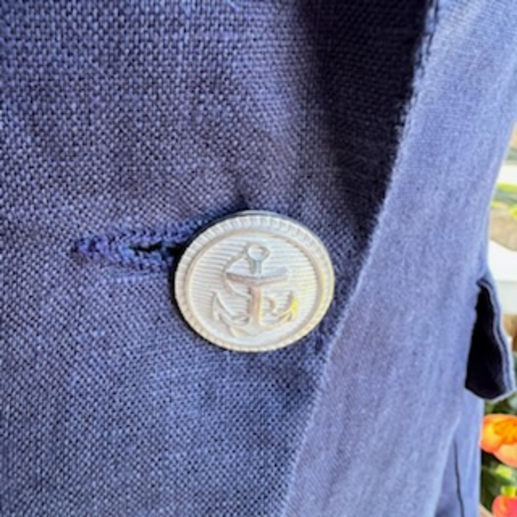 ST TROPEZ WEST NAVY LINEN BLAZER SIZE MEDIUM NWOT - Picture 7 of 13